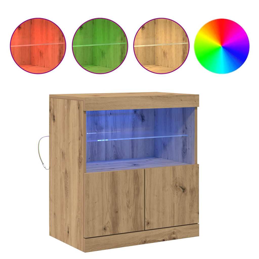 vidaXL Komoda LED Brązowy 60,5 x 37 x 67 cm Materiał drewnopochodny