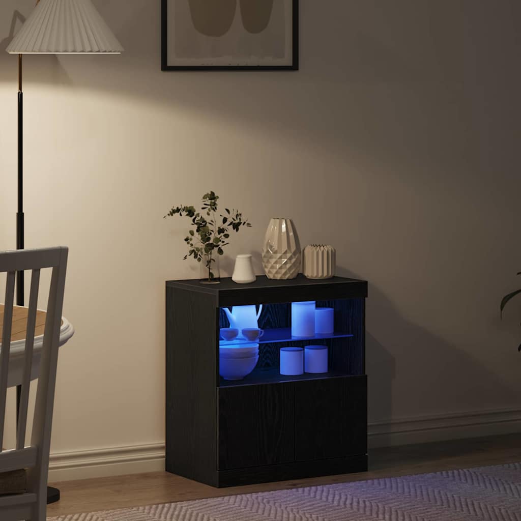 vidaXL Komoda LED Czarny 60,5 x 37 x 67 cm Materiał drewnopochodny