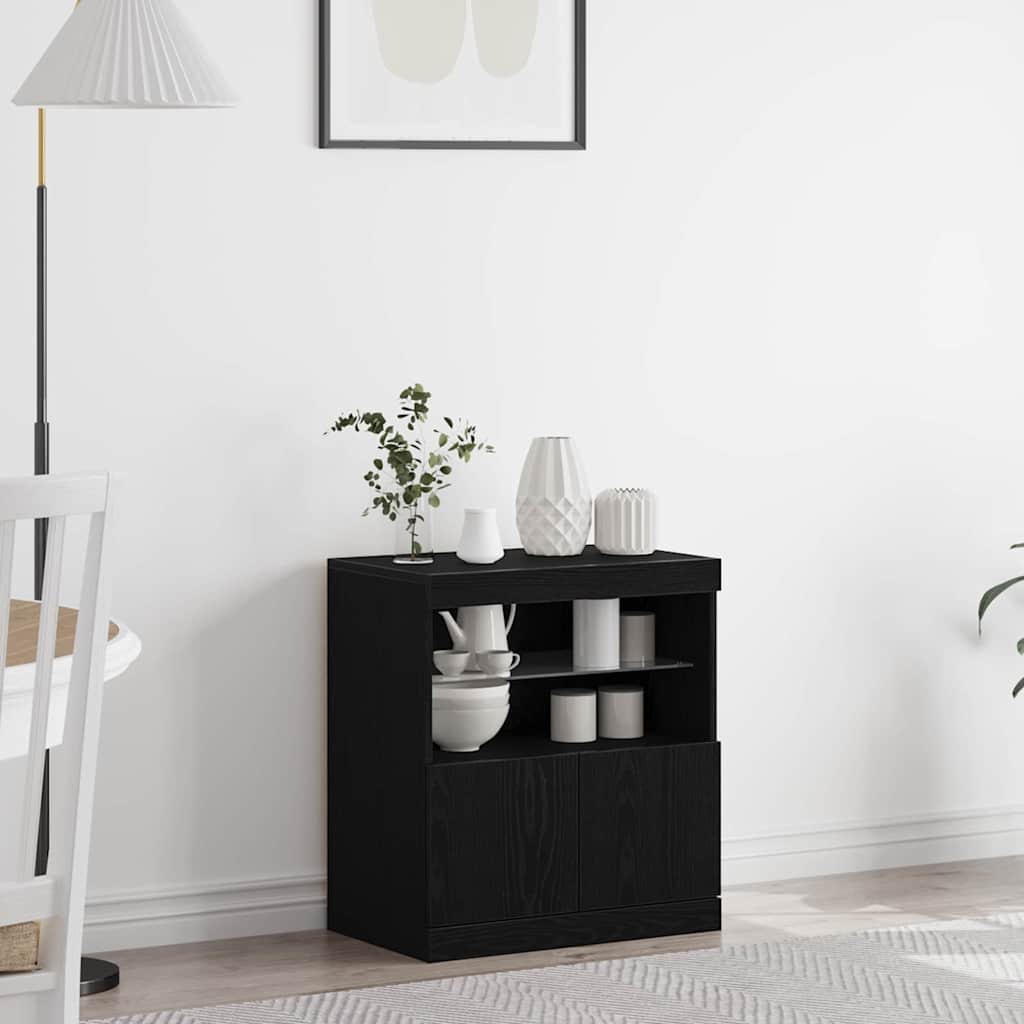 vidaXL Komoda LED Czarny 60,5 x 37 x 67 cm Materiał drewnopochodny