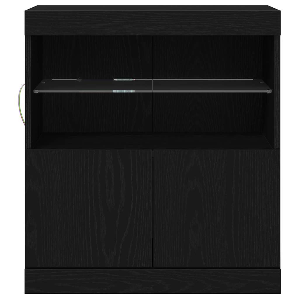 vidaXL Komoda LED Czarny 60,5 x 37 x 67 cm Materiał drewnopochodny