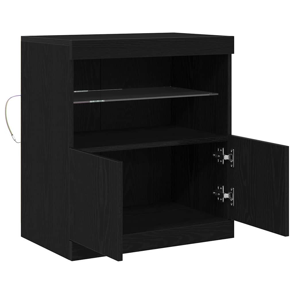 vidaXL Komoda LED Czarny 60,5 x 37 x 67 cm Materiał drewnopochodny