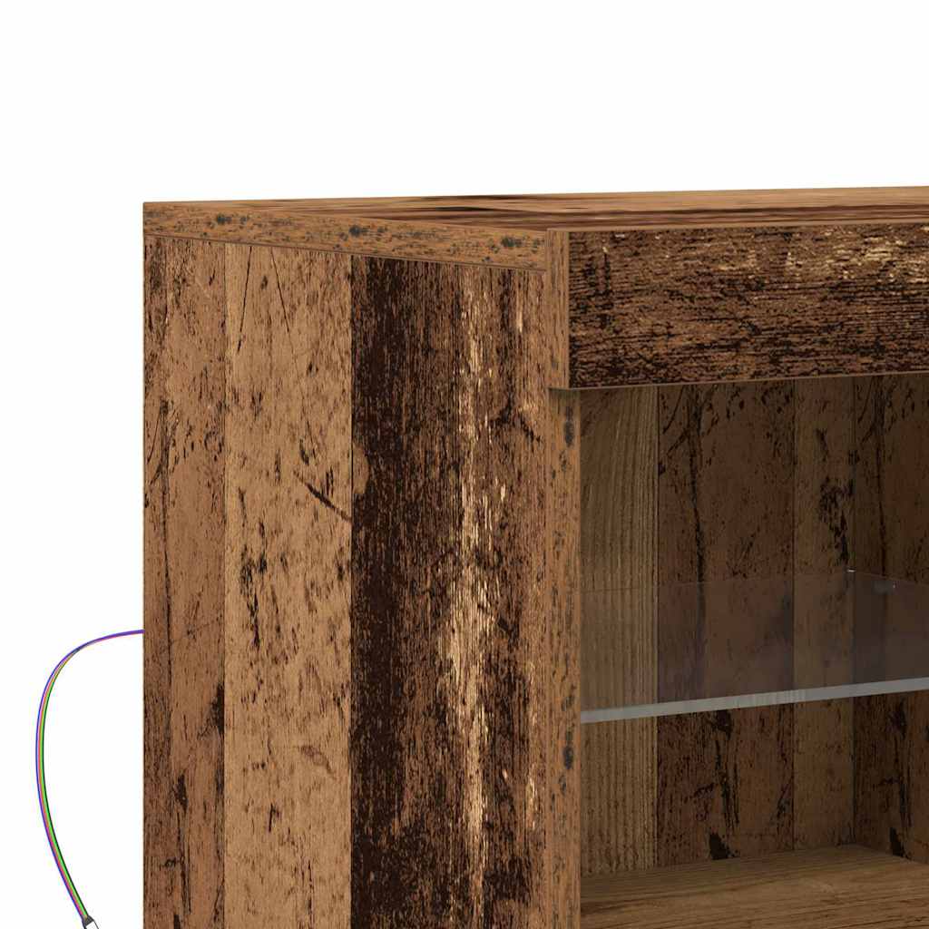 vidaXL Komoda LED Brązowy 81 x 37 x 66,5 cm Materiał drewnopochodny