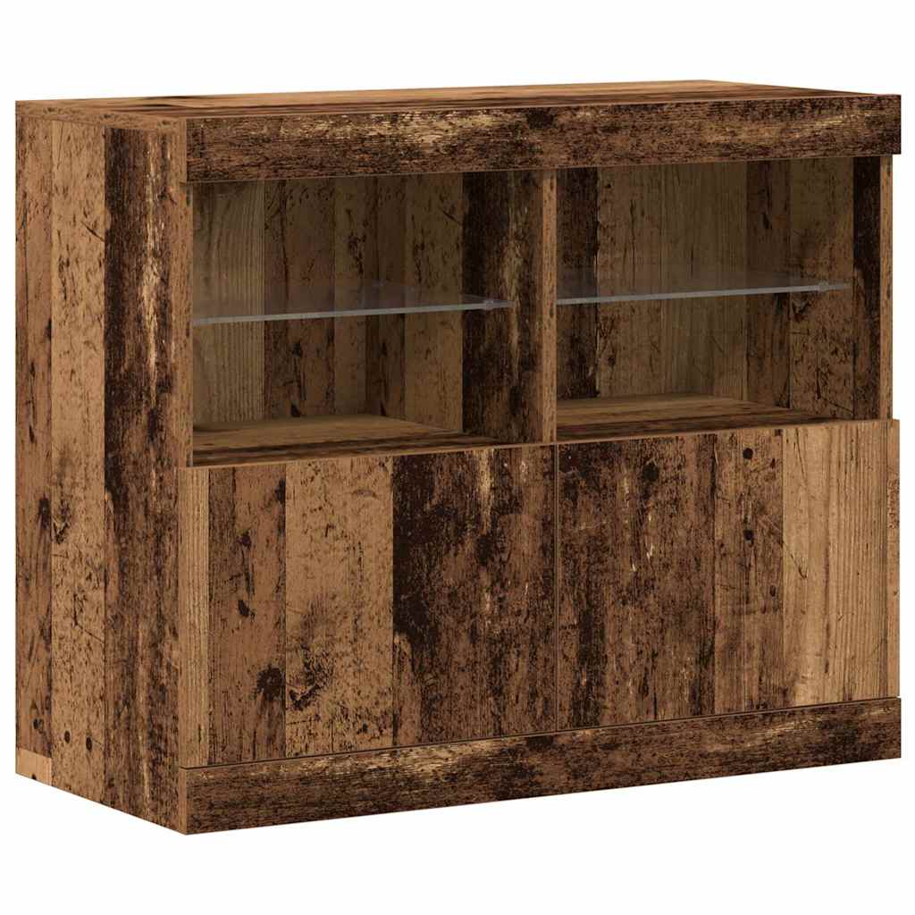 vidaXL Komoda LED Brązowy 81 x 37 x 66,5 cm Materiał drewnopochodny