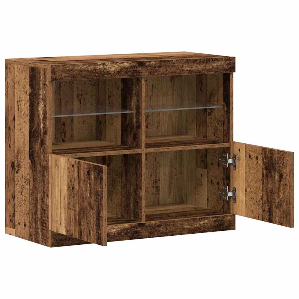 vidaXL Komoda LED Brązowy 81 x 37 x 66,5 cm Materiał drewnopochodny