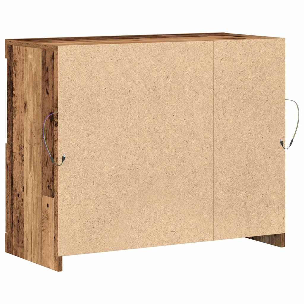 vidaXL Komoda LED Brązowy 81 x 37 x 66,5 cm Materiał drewnopochodny