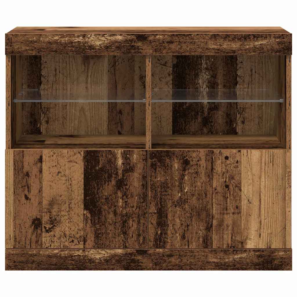 vidaXL Komoda LED Brązowy 81 x 37 x 66,5 cm Materiał drewnopochodny