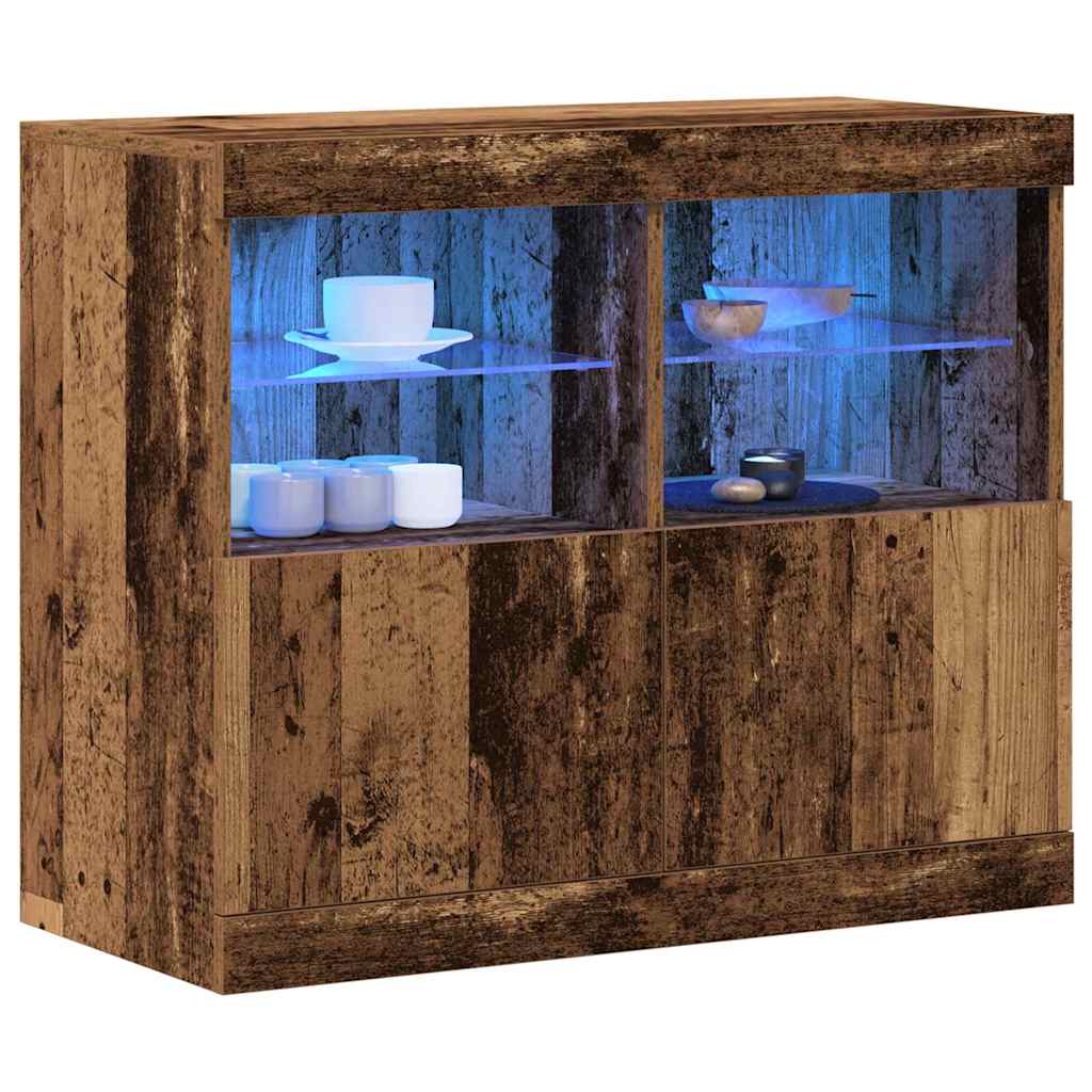 vidaXL Komoda LED Brązowy 81 x 37 x 66,5 cm Materiał drewnopochodny