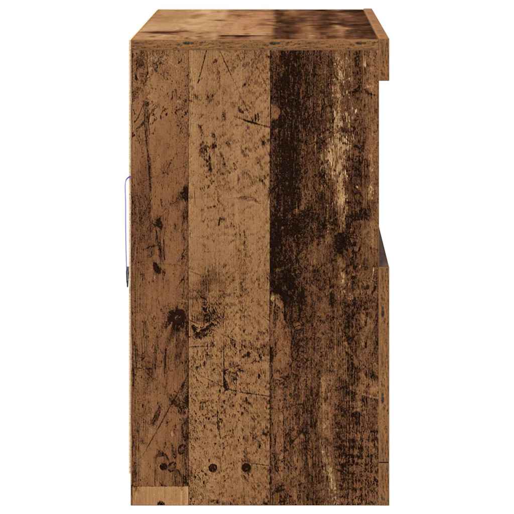vidaXL Komoda LED Brązowy 81 x 37 x 66,5 cm Materiał drewnopochodny