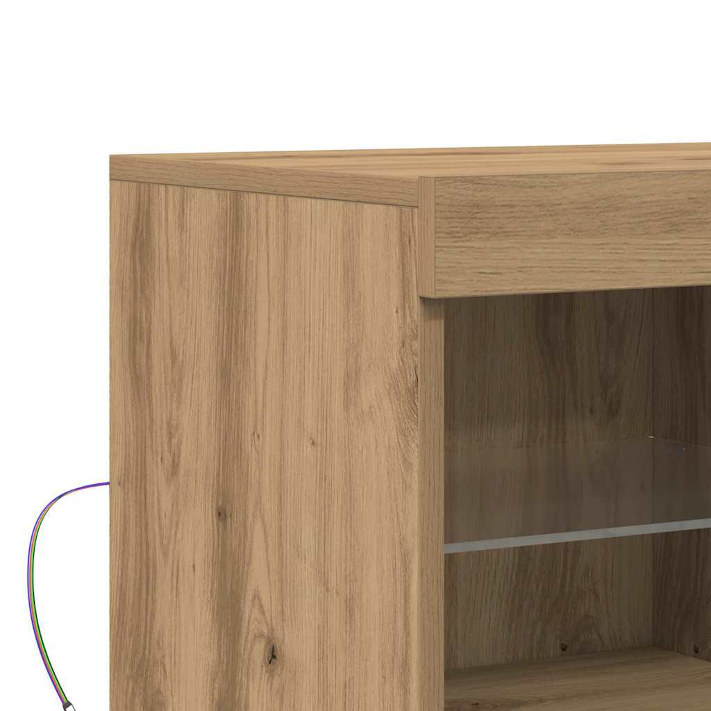 vidaXL Komoda LED Brązowy 81 x 37 x 66,5 cm Materiał drewnopochodny