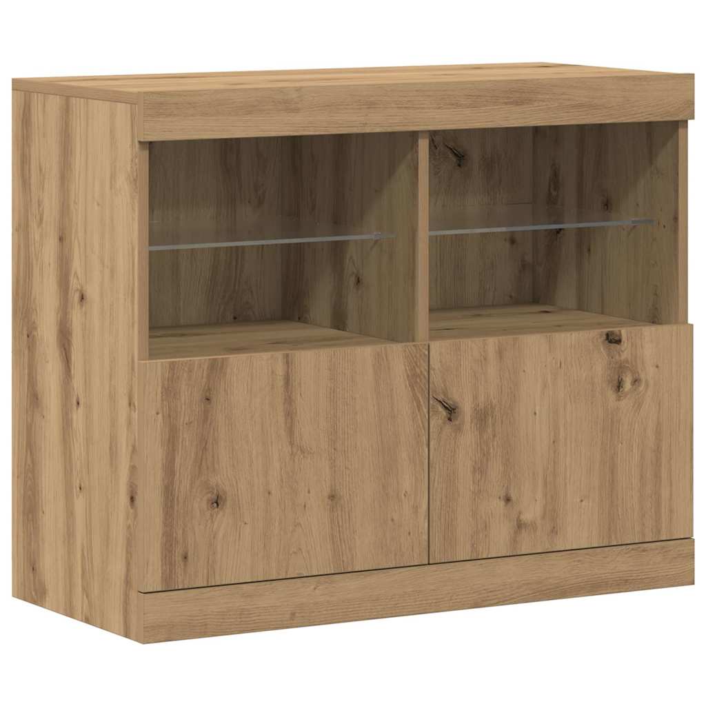 vidaXL Komoda LED Brązowy 81 x 37 x 66,5 cm Materiał drewnopochodny