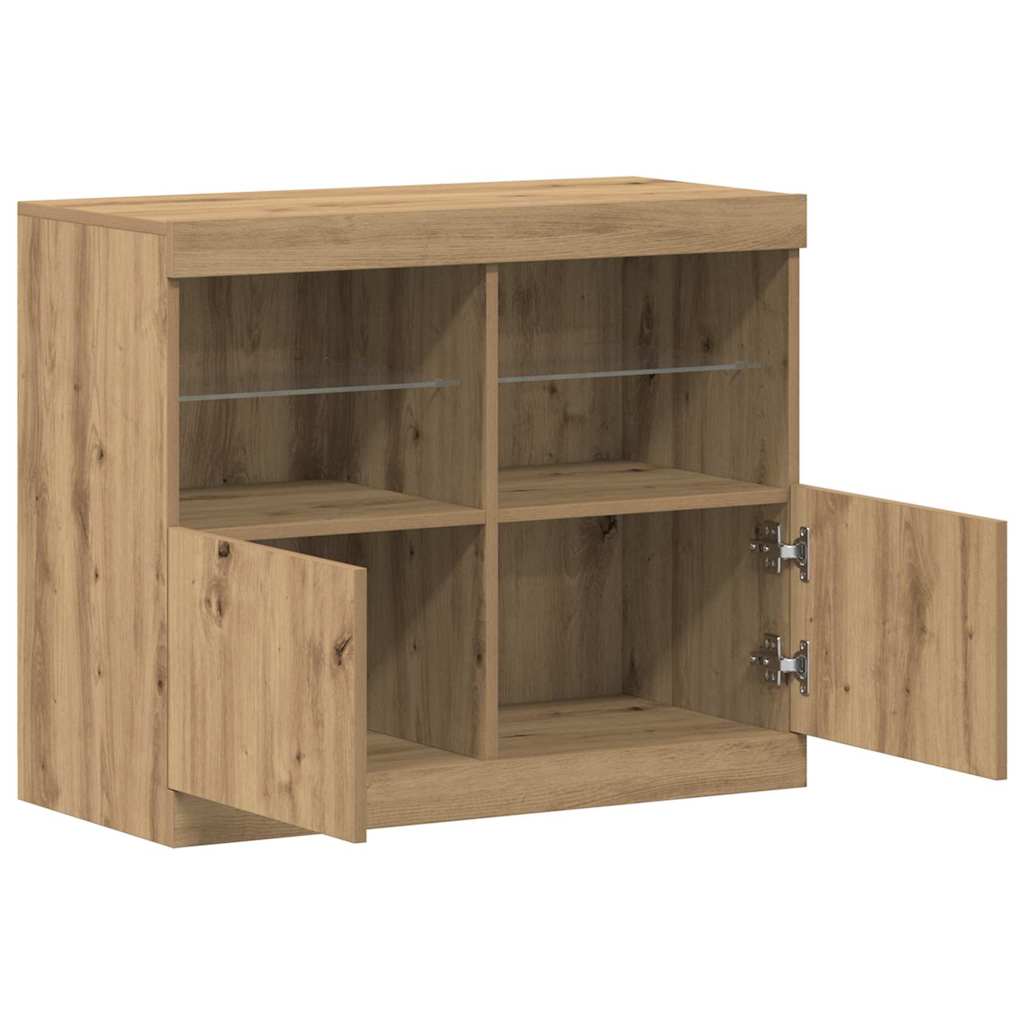 vidaXL Komoda LED Brązowy 81 x 37 x 66,5 cm Materiał drewnopochodny