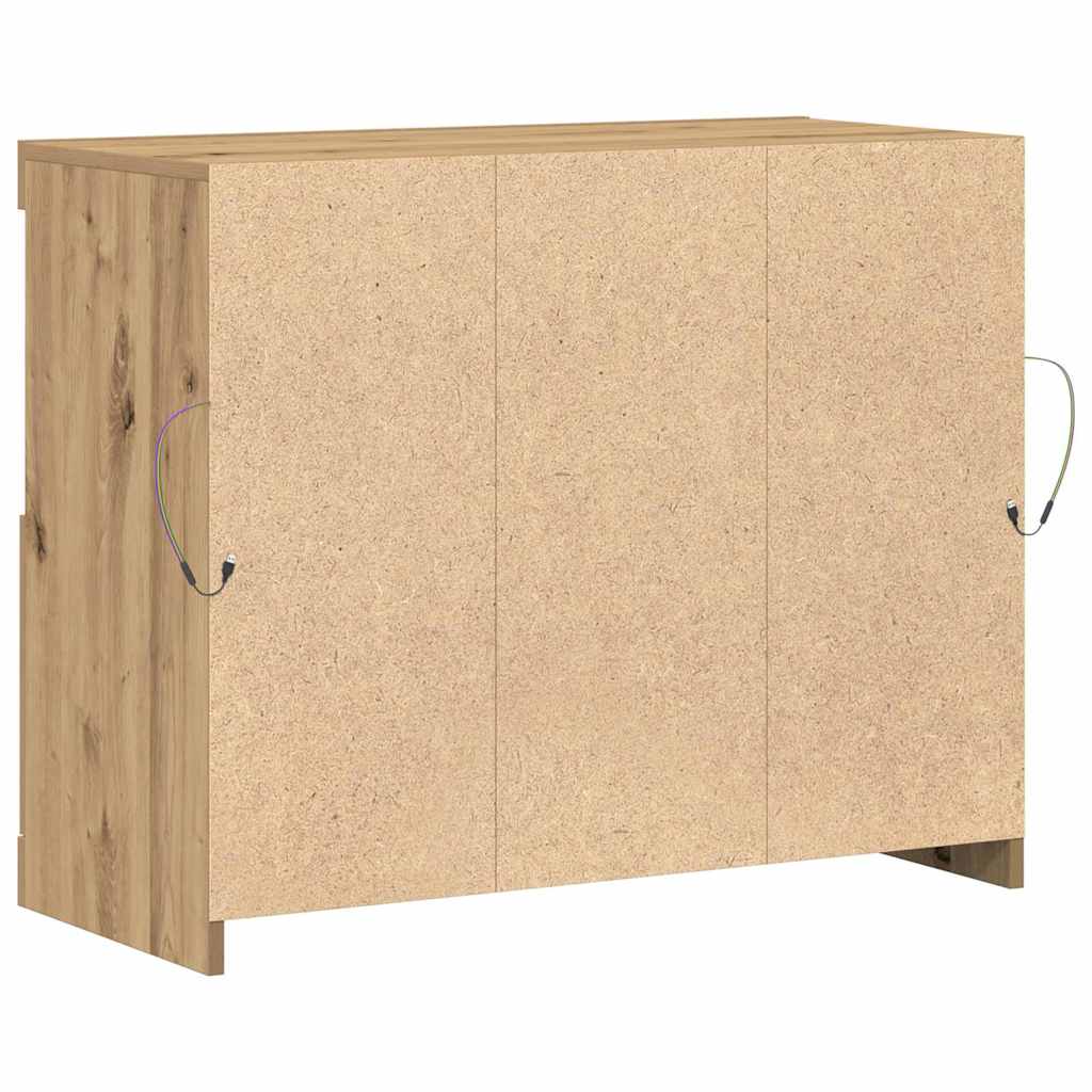 vidaXL Komoda LED Brązowy 81 x 37 x 66,5 cm Materiał drewnopochodny