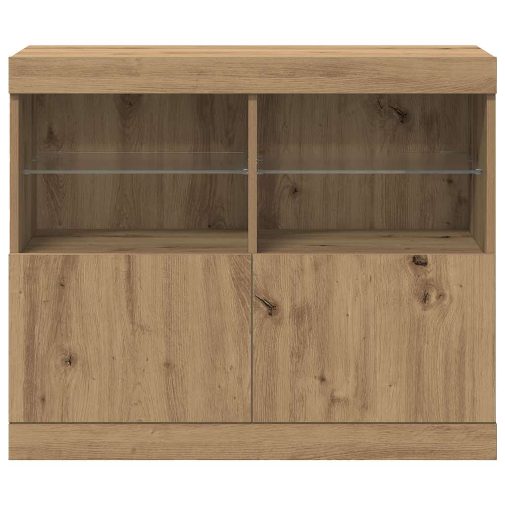 vidaXL Komoda LED Brązowy 81 x 37 x 66,5 cm Materiał drewnopochodny