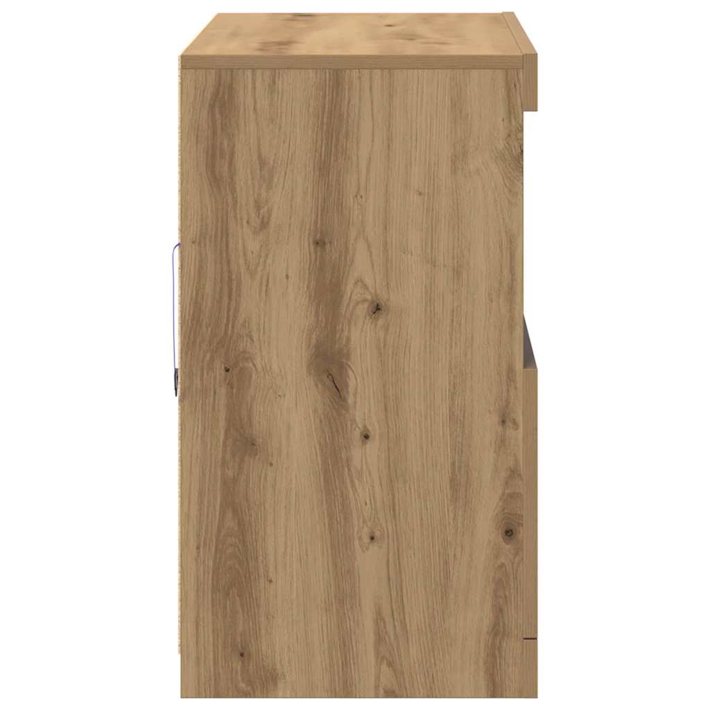 vidaXL Komoda LED Brązowy 81 x 37 x 66,5 cm Materiał drewnopochodny