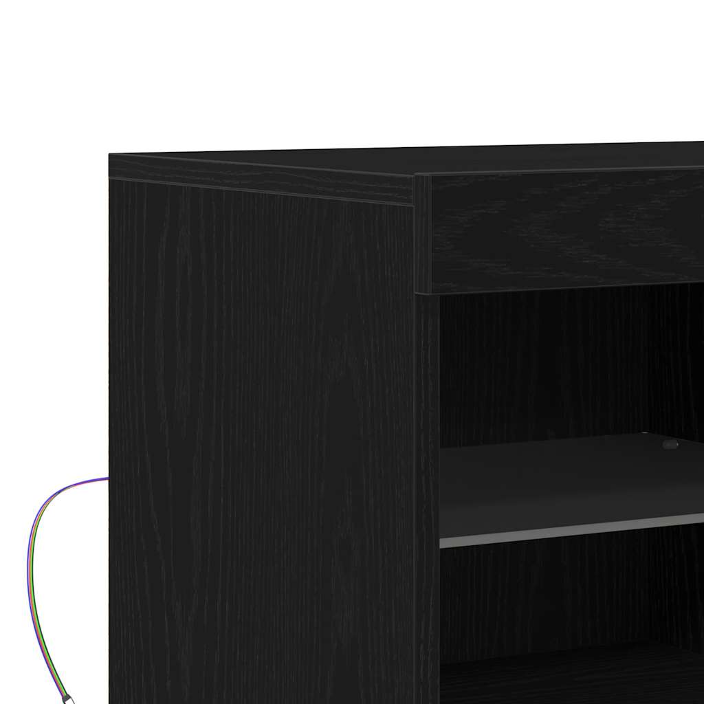 vidaXL Komoda LED Czarny 81 x 37 x 66,5 cm Materiał drewnopochodny
