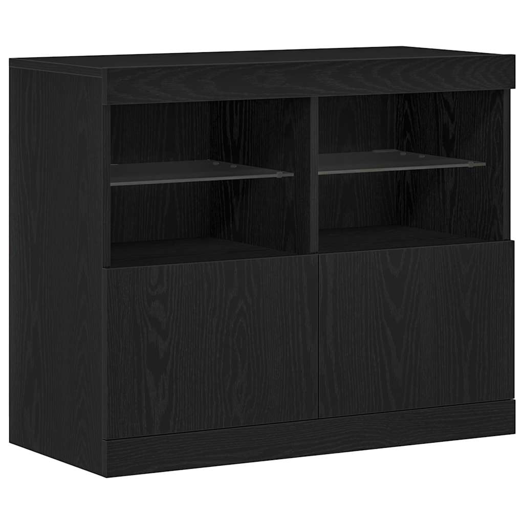 vidaXL Komoda LED Czarny 81 x 37 x 66,5 cm Materiał drewnopochodny