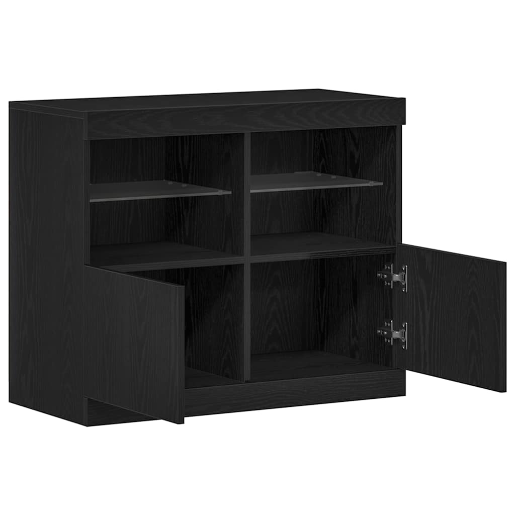 vidaXL Komoda LED Czarny 81 x 37 x 66,5 cm Materiał drewnopochodny