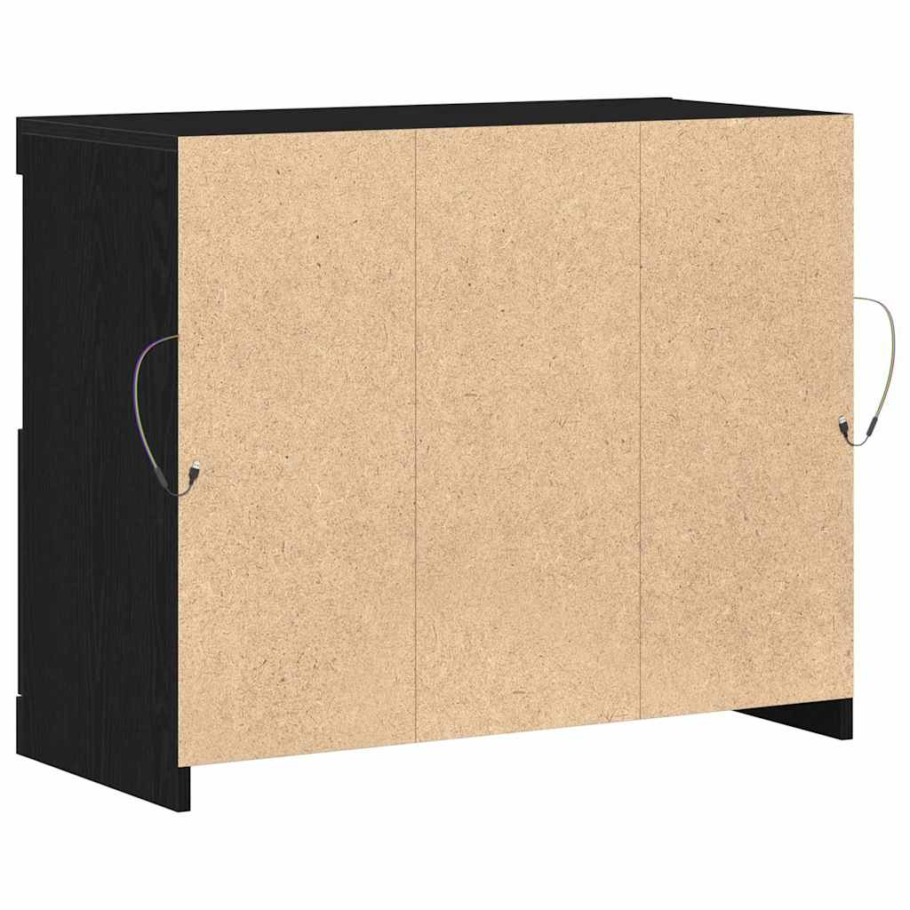 vidaXL Komoda LED Czarny 81 x 37 x 66,5 cm Materiał drewnopochodny