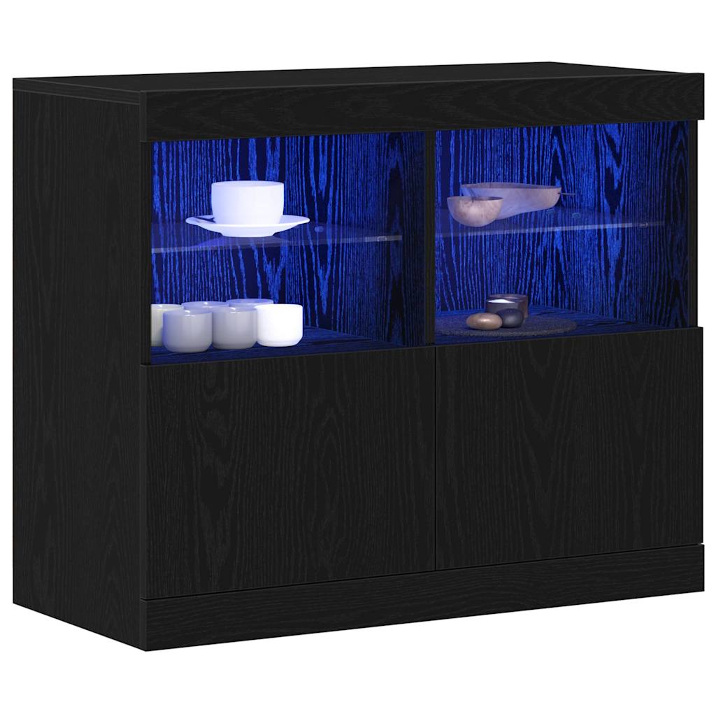 vidaXL Komoda LED Czarny 81 x 37 x 66,5 cm Materiał drewnopochodny