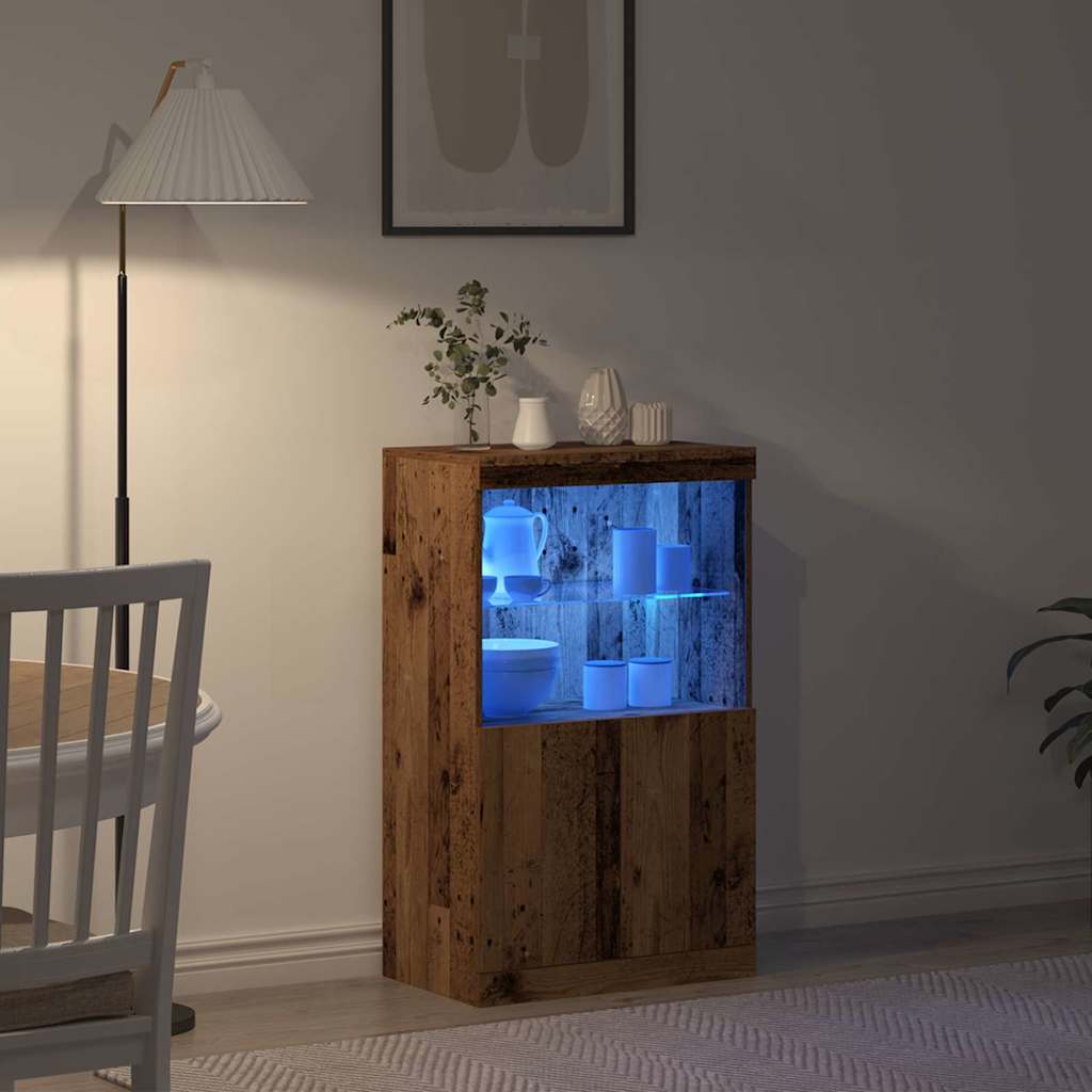 vidaXL Komoda LED Brązowy 60 x 37 x 100 cm Materiał drewnopochodny