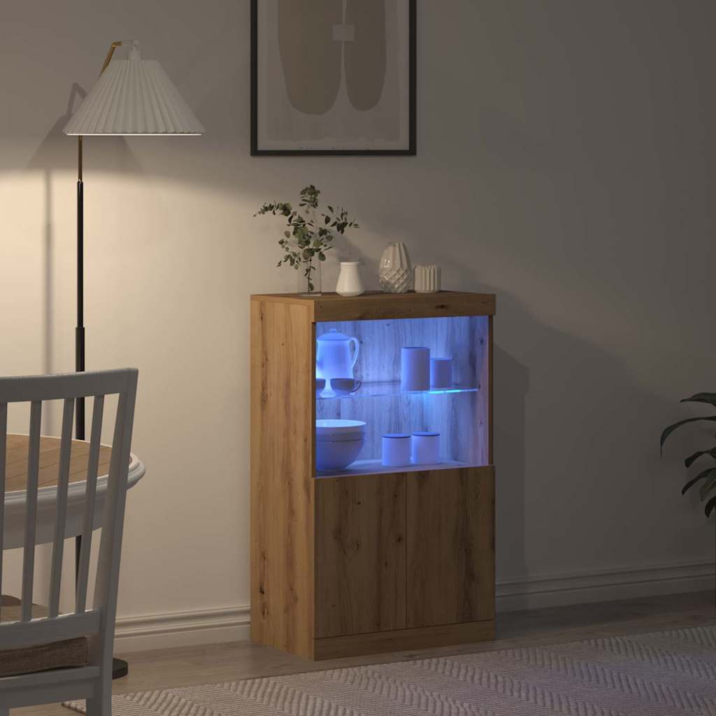 vidaXL Komoda LED Brązowy 60 x 37 x 100 cm Materiał drewnopochodny