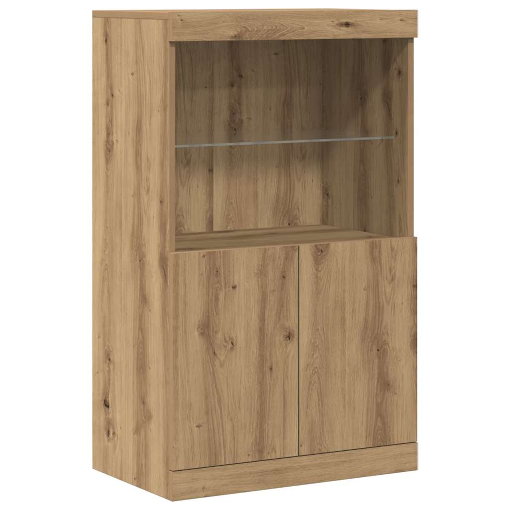 vidaXL Komoda LED Brązowy 60 x 37 x 100 cm Materiał drewnopochodny