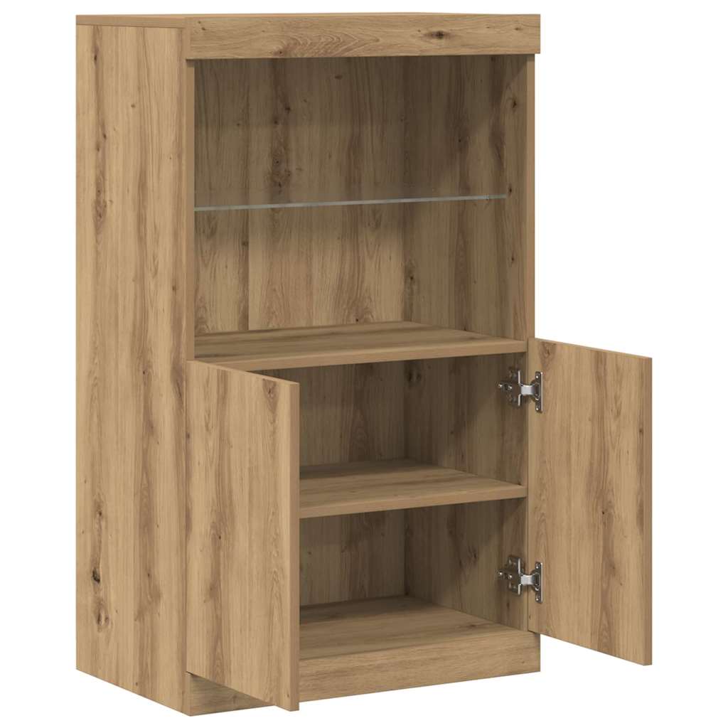 vidaXL Komoda LED Brązowy 60 x 37 x 100 cm Materiał drewnopochodny