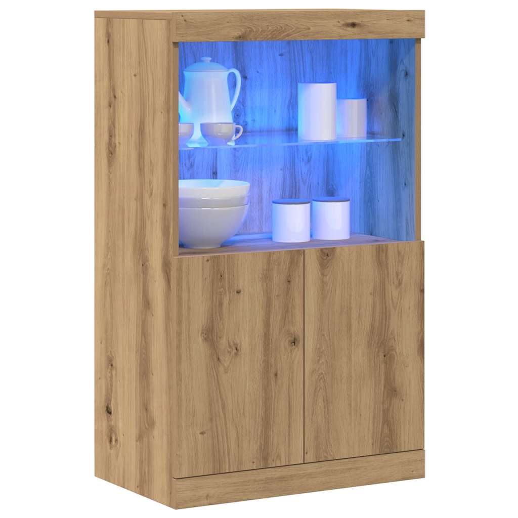 vidaXL Komoda LED Brązowy 60 x 37 x 100 cm Materiał drewnopochodny