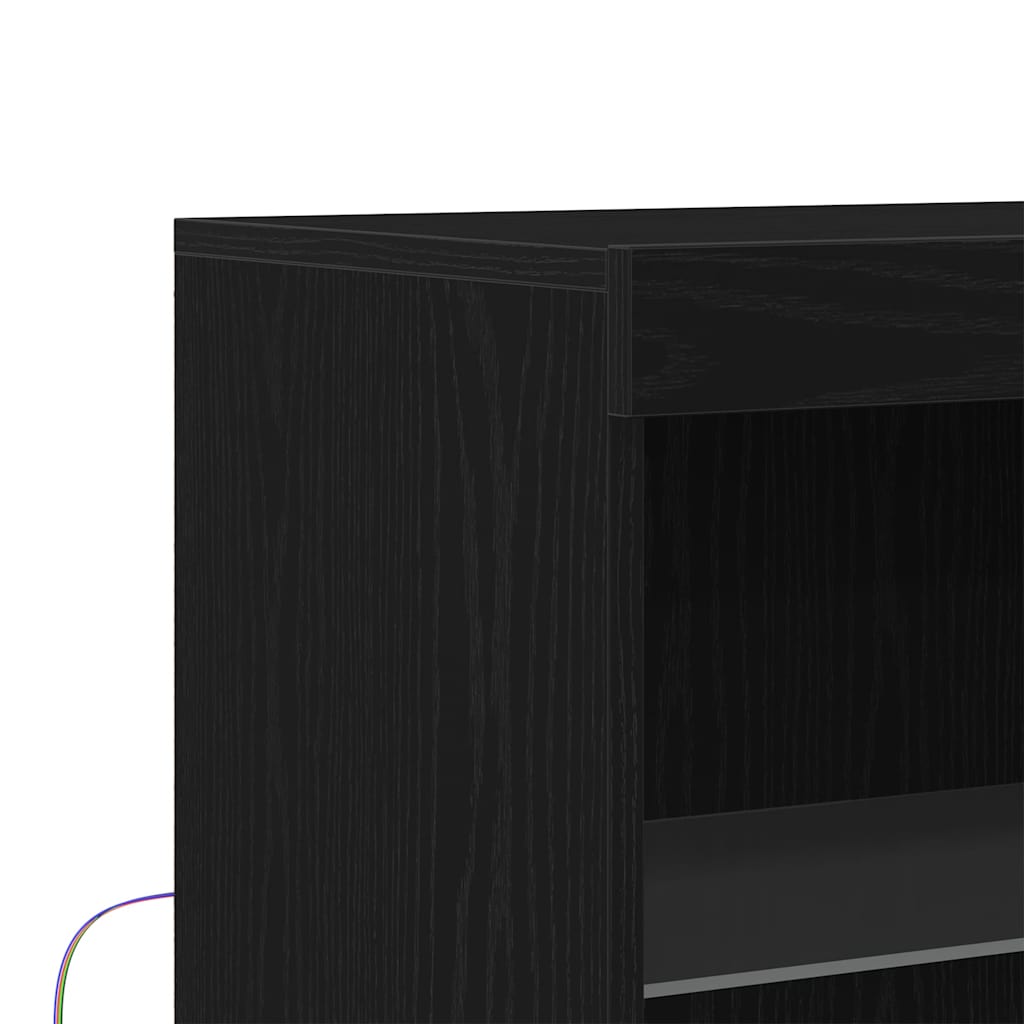 vidaXL Komoda LED Czarny 60 x 37 x 100 cm Materiał drewnopochodny