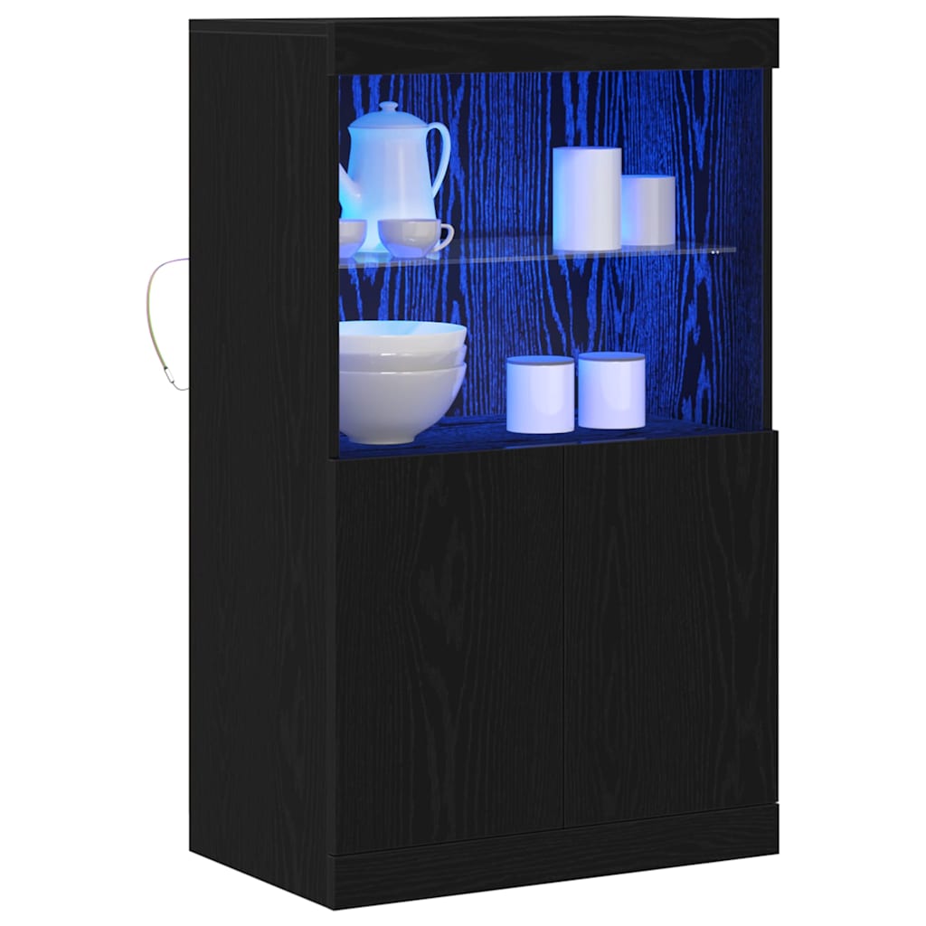 vidaXL Komoda LED Czarny 60 x 37 x 100 cm Materiał drewnopochodny