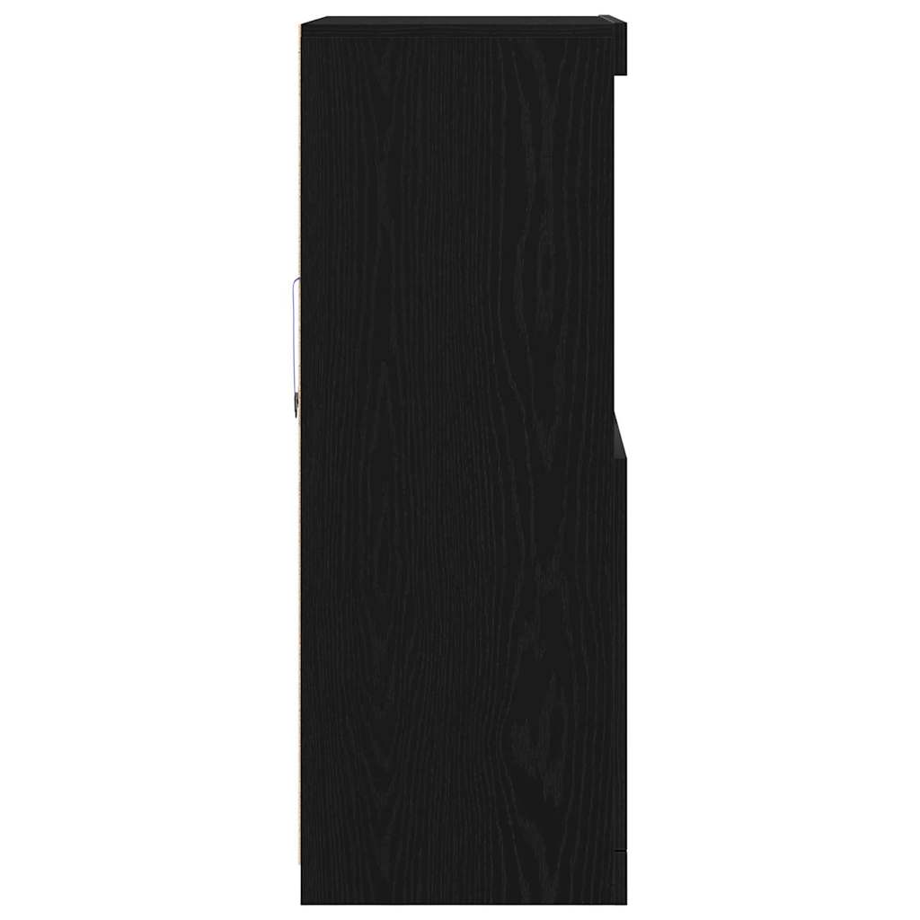 vidaXL Komoda LED Czarny 60 x 37 x 100 cm Materiał drewnopochodny
