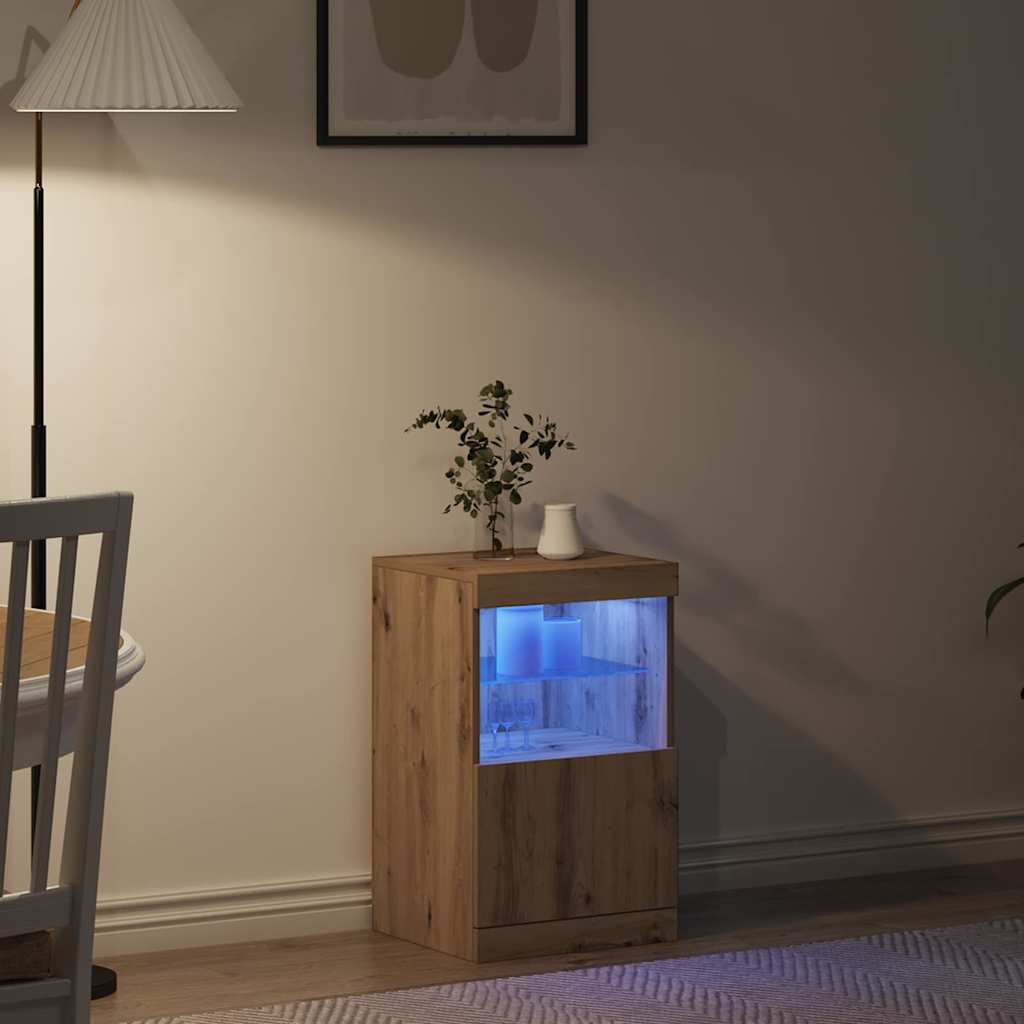 vidaXL Komoda LED Ze LED Lights Dąb rzemieślniczy 41 x 37 x 67 cm