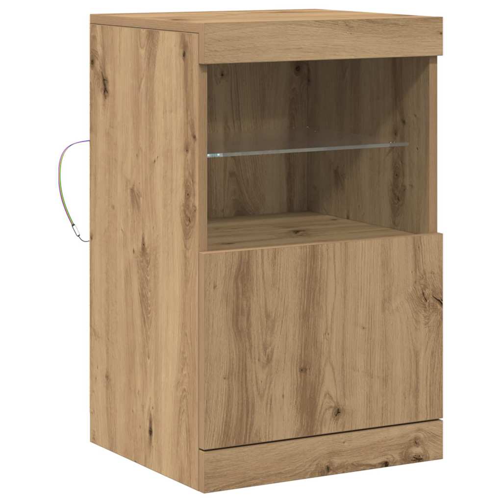 vidaXL Komoda LED Ze LED Lights Dąb rzemieślniczy 41 x 37 x 67 cm