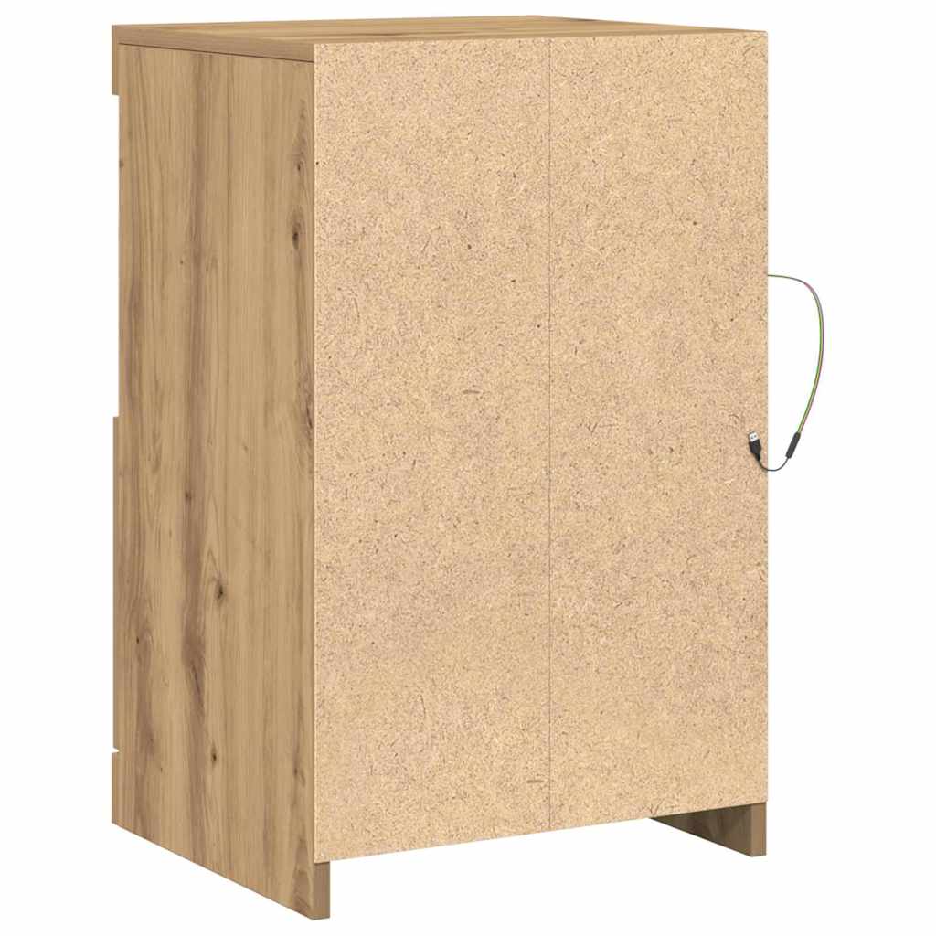 vidaXL Komoda LED Ze LED Lights Dąb rzemieślniczy 41 x 37 x 67 cm