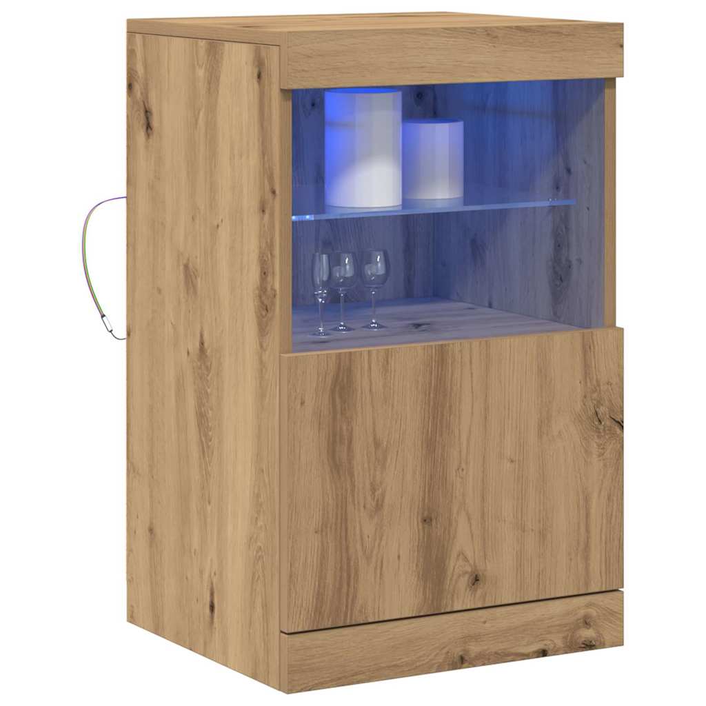 vidaXL Komoda LED Ze LED Lights Dąb rzemieślniczy 41 x 37 x 67 cm