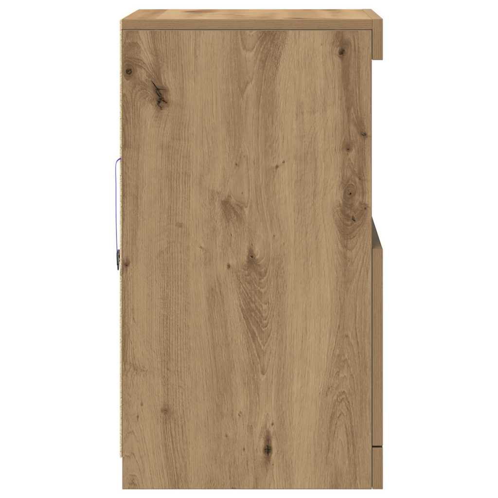 vidaXL Komoda LED Ze LED Lights Dąb rzemieślniczy 41 x 37 x 67 cm