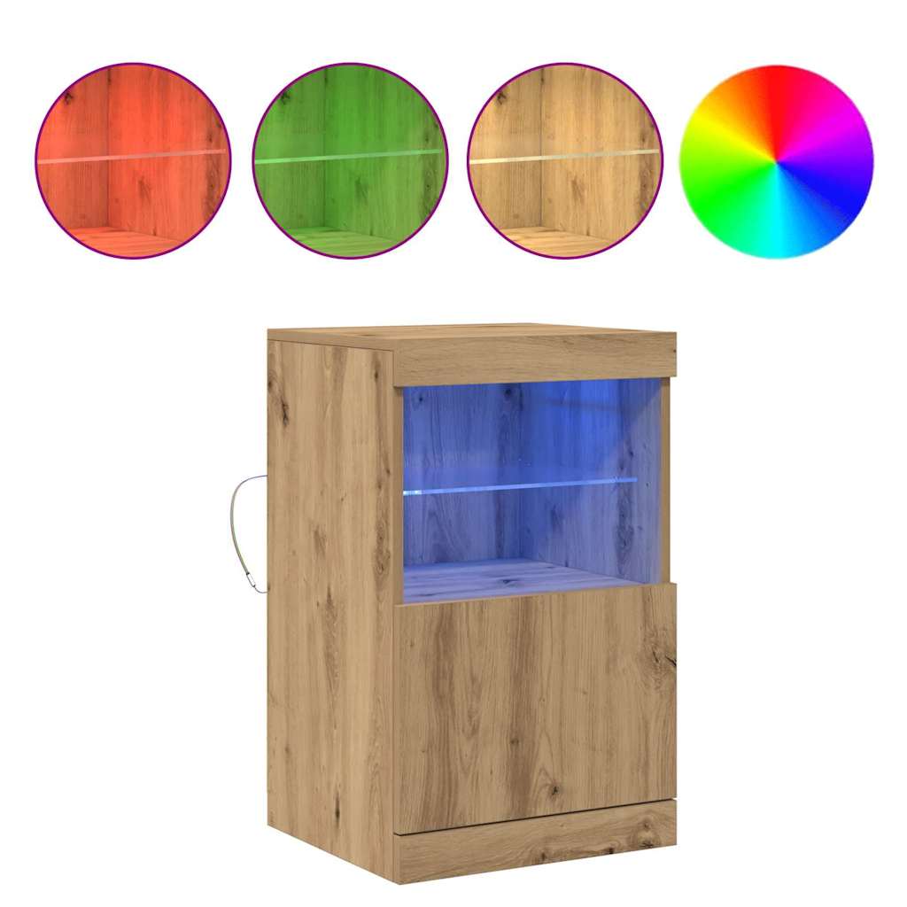 vidaXL Komoda LED Ze LED Lights Dąb rzemieślniczy 41 x 37 x 67 cm