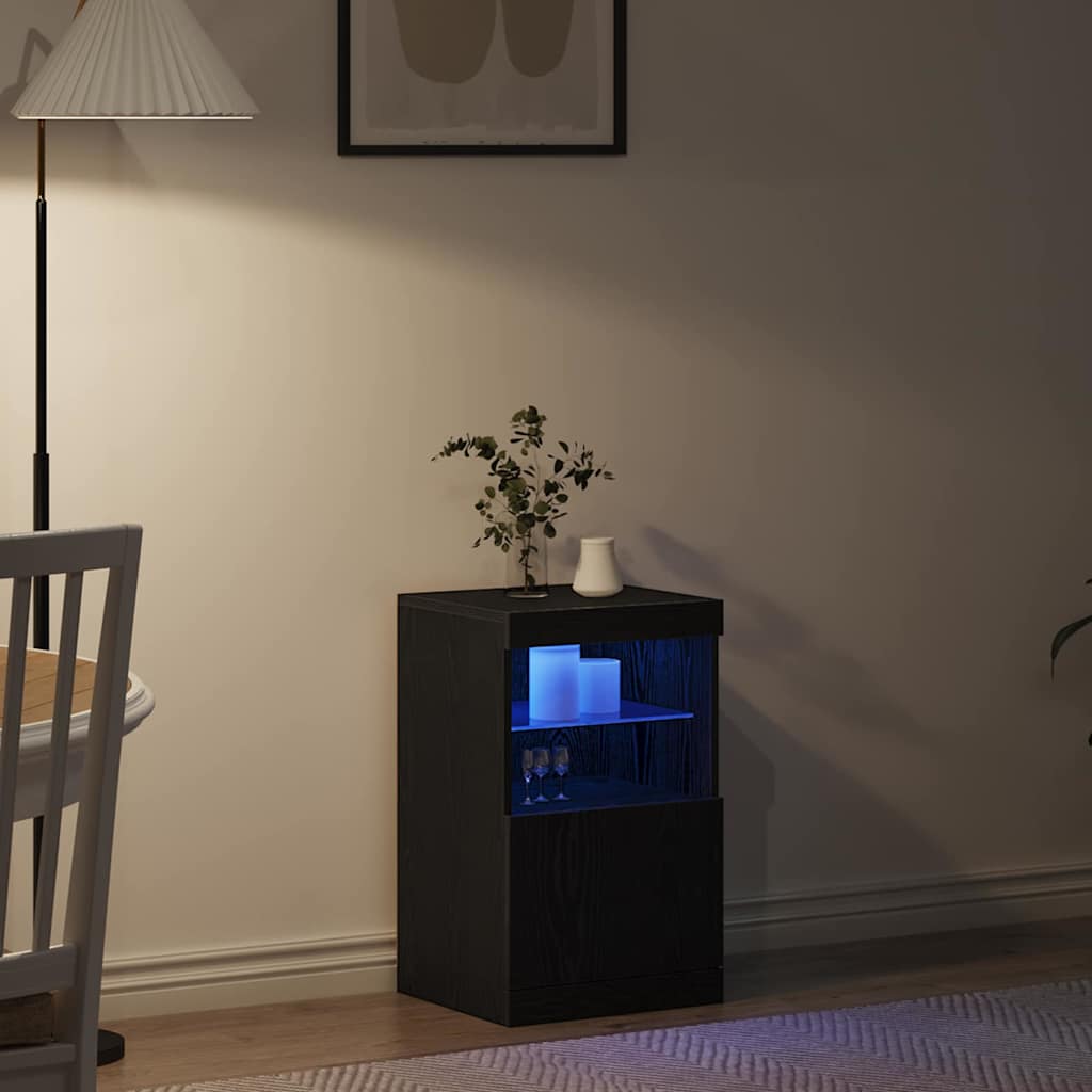 vidaXL Komoda LED Czarny Dąb 41 x 37 x 67 cm Materiał drewnopochodny