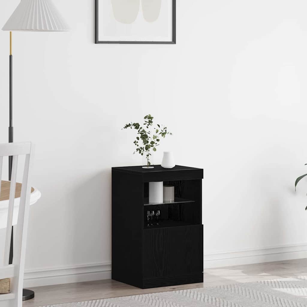 vidaXL Komoda LED Czarny Dąb 41 x 37 x 67 cm Materiał drewnopochodny