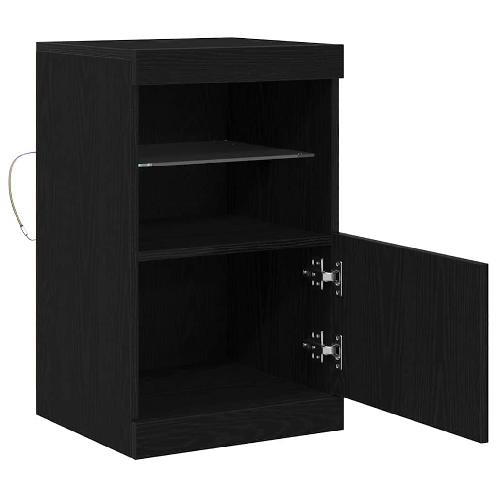 vidaXL Komoda LED Czarny Dąb 41 x 37 x 67 cm Materiał drewnopochodny