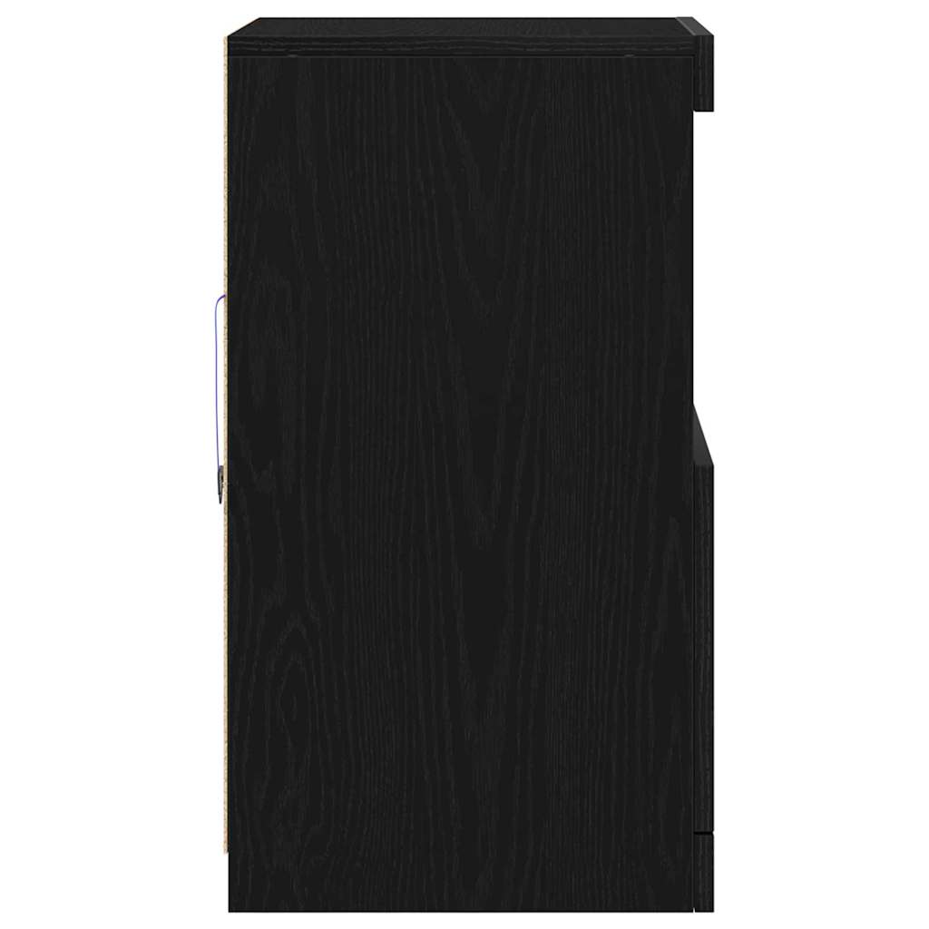 vidaXL Komoda LED Czarny Dąb 41 x 37 x 67 cm Materiał drewnopochodny