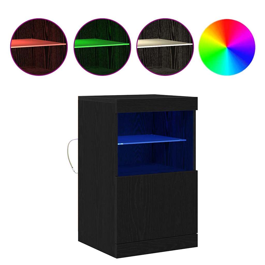 vidaXL Komoda LED Czarny Dąb 41 x 37 x 67 cm Materiał drewnopochodny