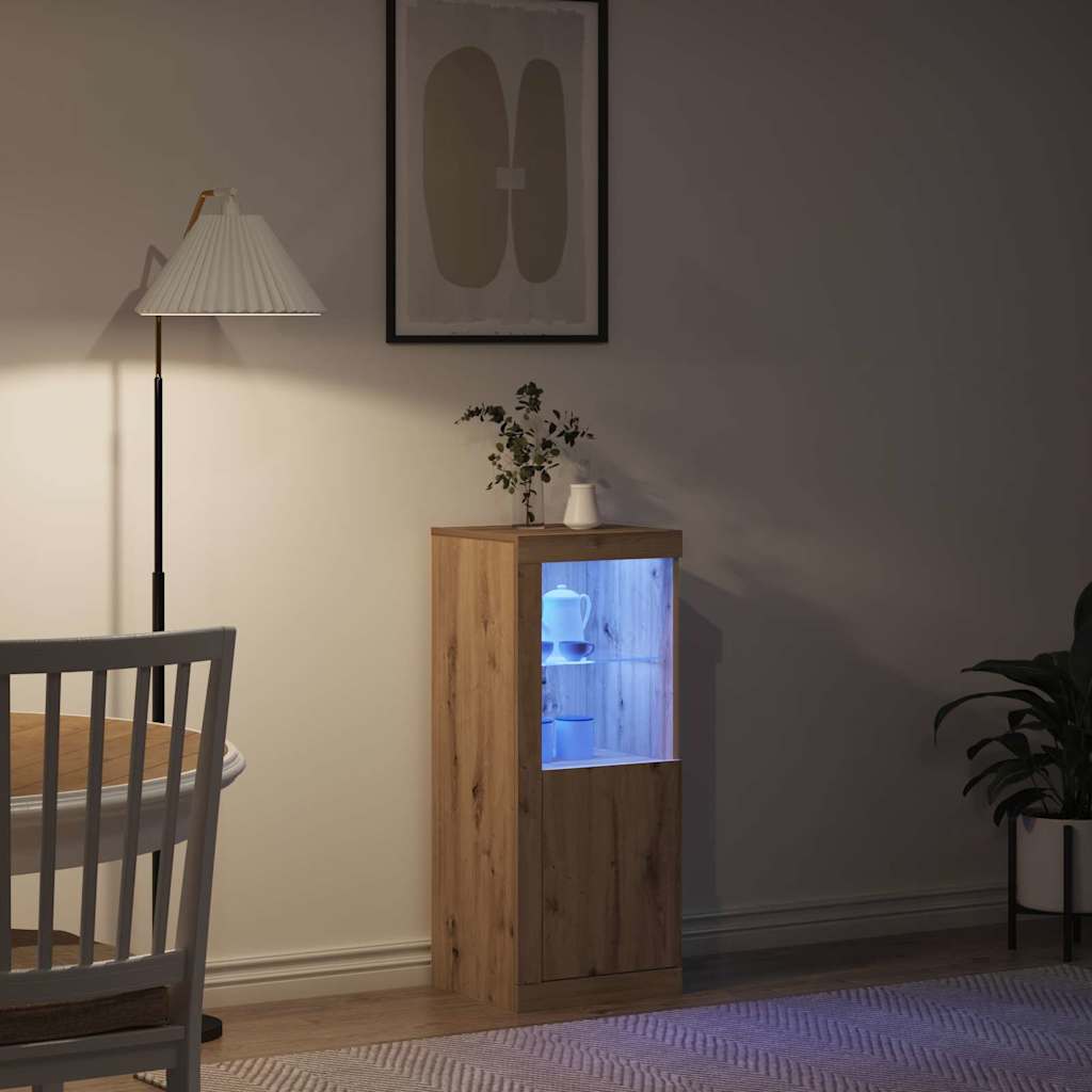 vidaXL Komoda LED Ze LED Lights Dąb rzemieślniczy 41 x 37 x 100 cm