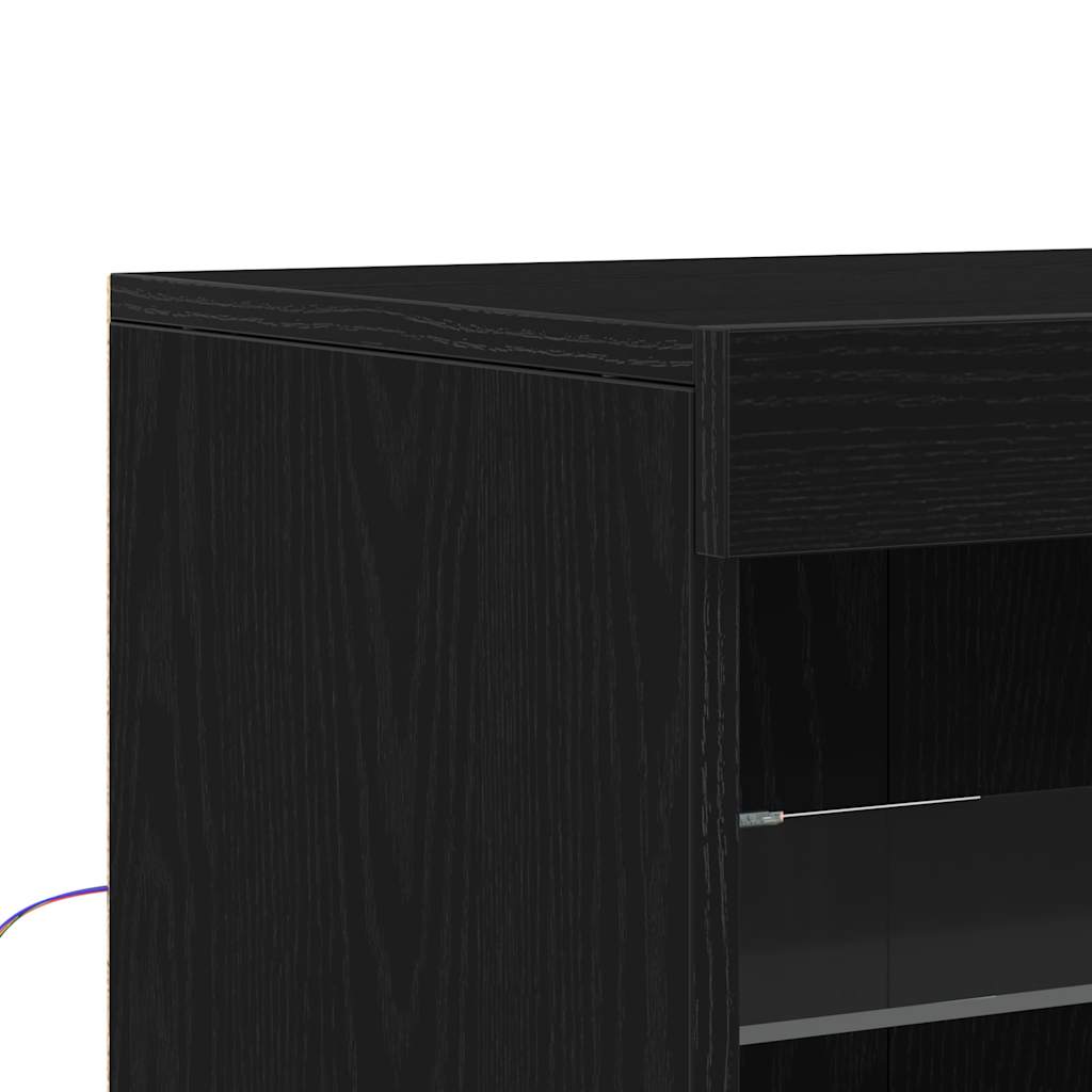 vidaXL Komoda LED Czarny Dąb 41 x 37 x 100 cm Materiał drewnopochodny