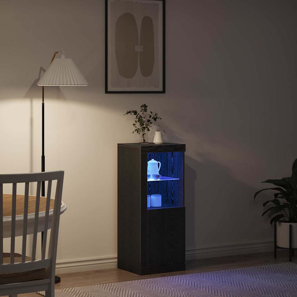 vidaXL Komoda LED Czarny Dąb 41 x 37 x 100 cm Materiał drewnopochodny