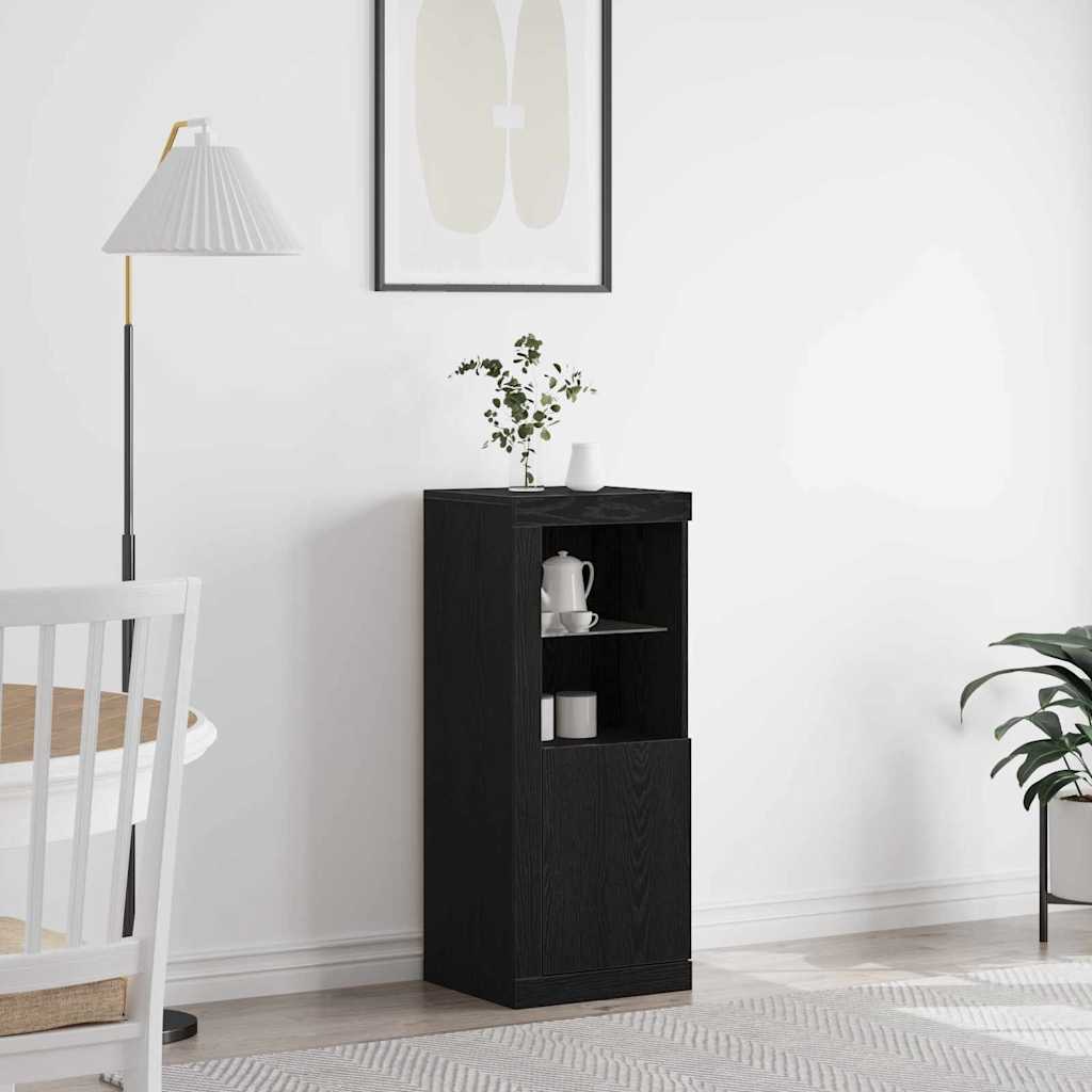 vidaXL Komoda LED Czarny Dąb 41 x 37 x 100 cm Materiał drewnopochodny