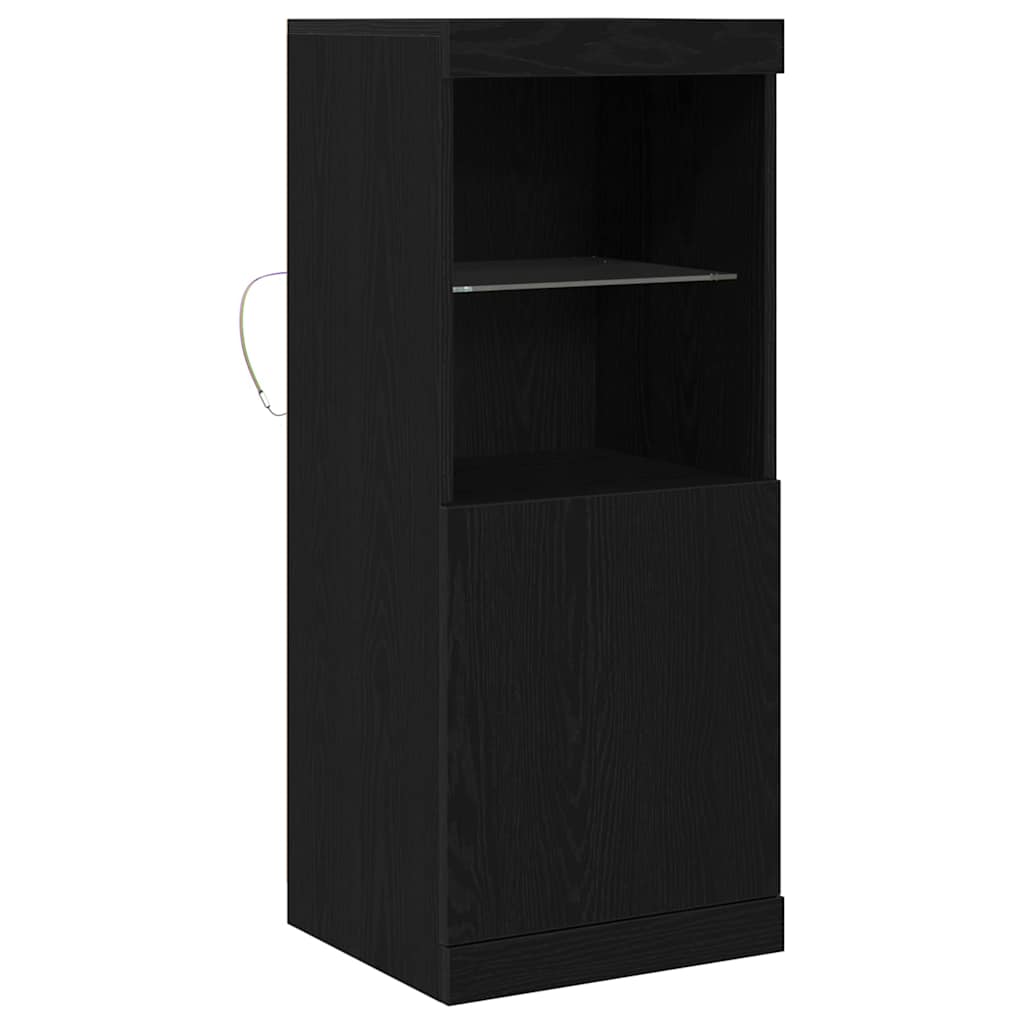 vidaXL Komoda LED Czarny Dąb 41 x 37 x 100 cm Materiał drewnopochodny
