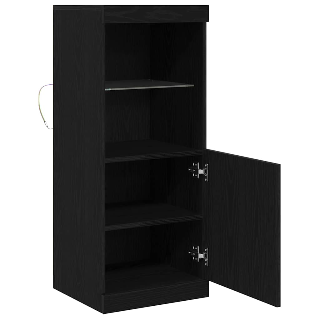 vidaXL Komoda LED Czarny Dąb 41 x 37 x 100 cm Materiał drewnopochodny