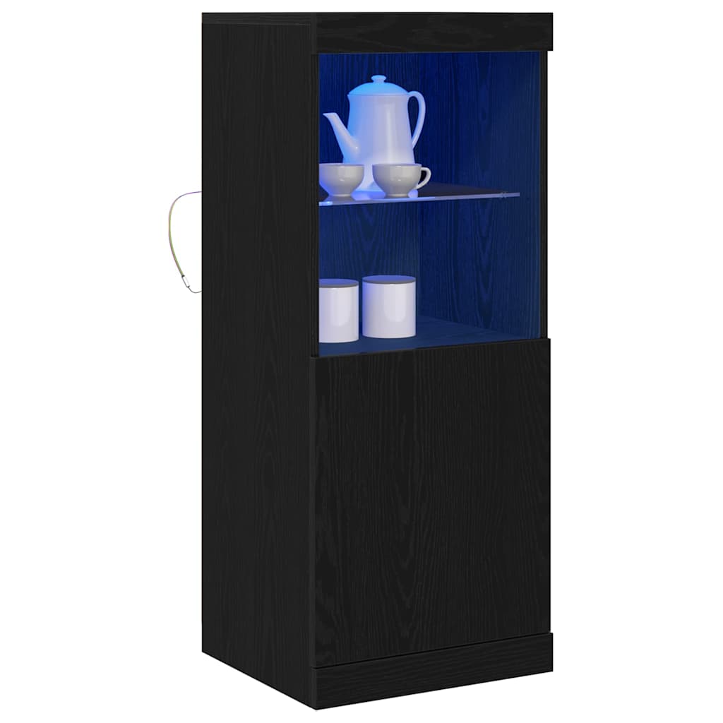 vidaXL Komoda LED Czarny Dąb 41 x 37 x 100 cm Materiał drewnopochodny