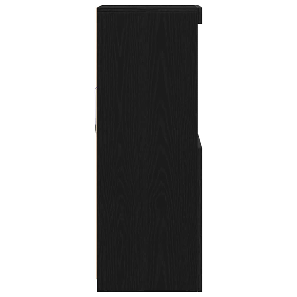 vidaXL Komoda LED Czarny Dąb 41 x 37 x 100 cm Materiał drewnopochodny